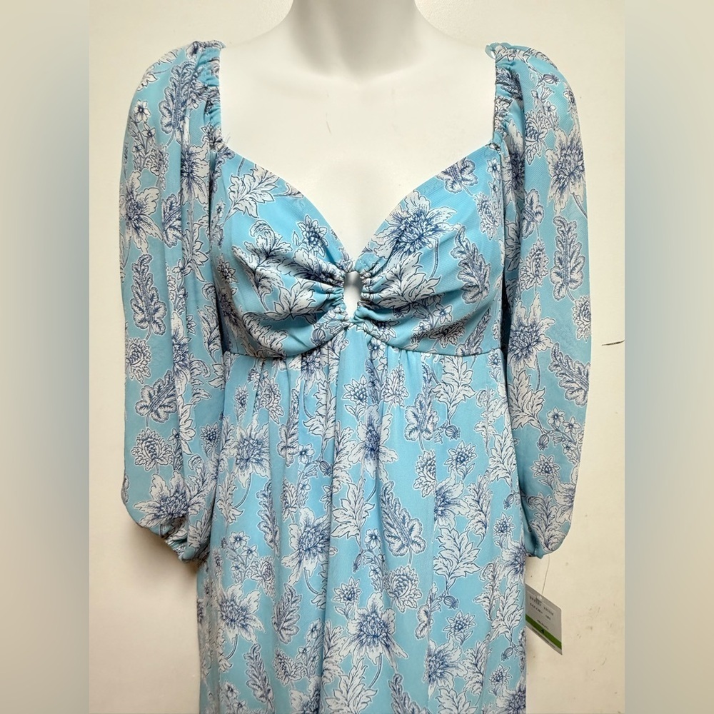 Taylor Light Blue Textured Dress Size 4 - Picture 3 of 11